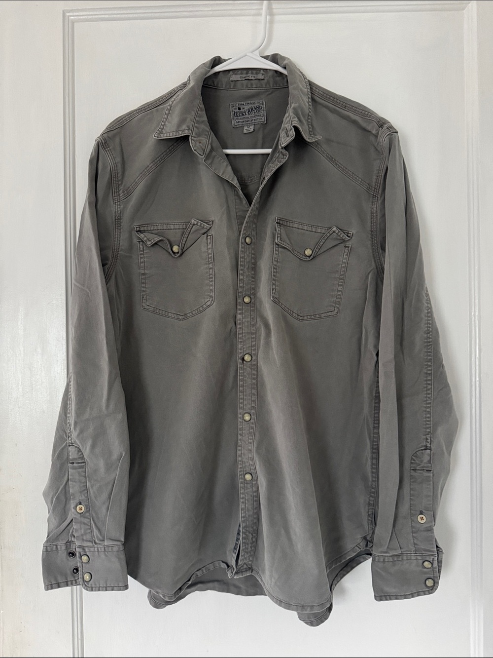 Lucky Brand Vintage-Inspired Gray Men's Western Shirt